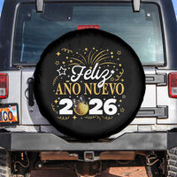 Spanish New Year 2026 Spare Tire Cover Feliz Ano Nuevo NYE Party Faux Glitter Effect Printed - Wonder Print Shop