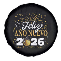 Spanish New Year 2026 Spare Tire Cover Feliz Ano Nuevo NYE Party Faux Glitter Effect Printed - Wonder Print Shop
