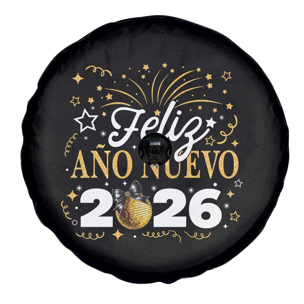 Spanish New Year 2026 Spare Tire Cover Feliz Ano Nuevo NYE Party Faux Glitter Effect Printed - Wonder Print Shop
