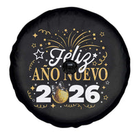 Spanish New Year 2026 Spare Tire Cover Feliz Ano Nuevo NYE Party Faux Glitter Effect Printed - Wonder Print Shop