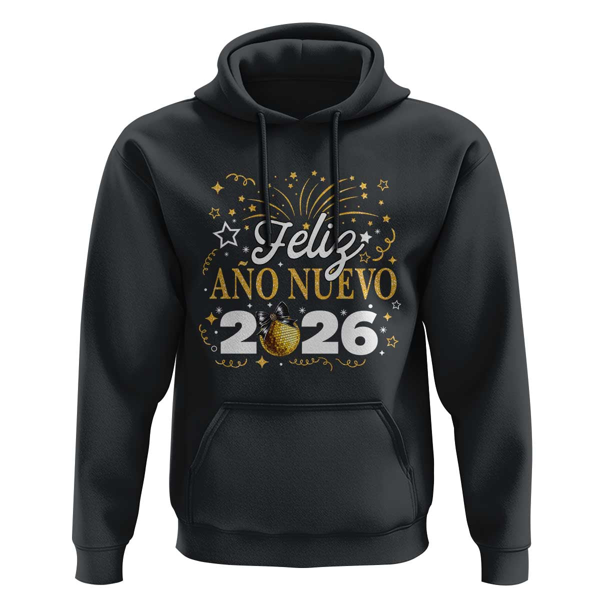 Spanish New Year 2026 Hoodie Feliz Ano Nuevo NYE Party Faux Glitter Effect Printed - Wonder Print Shop