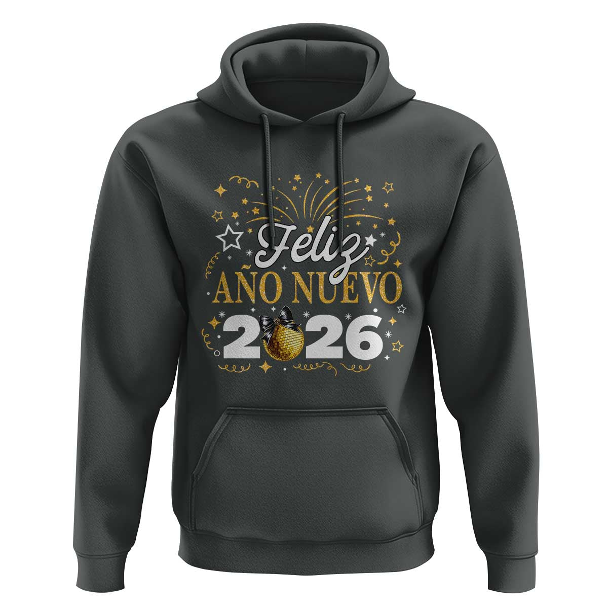 Spanish New Year 2026 Hoodie Feliz Ano Nuevo NYE Party Faux Glitter Effect Printed - Wonder Print Shop