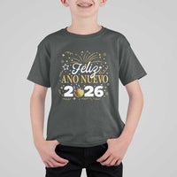 Spanish New Year 2026 T Shirt For Kid Feliz Ano Nuevo NYE Party Faux Glitter Effect Printed - Wonder Print Shop