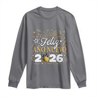 Spanish New Year 2026 Long Sleeve Shirt Feliz Ano Nuevo NYE Party Faux Glitter Effect Printed - Wonder Print Shop