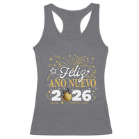 Spanish New Year 2026 Racerback Tank Top Feliz Ano Nuevo NYE Party Faux Glitter Effect Printed - Wonder Print Shop