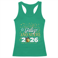 Spanish New Year 2026 Racerback Tank Top Feliz Ano Nuevo NYE Party Faux Glitter Effect Printed - Wonder Print Shop