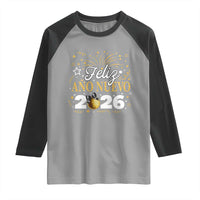 Spanish New Year 2026 Raglan Shirt Feliz Ano Nuevo NYE Party Faux Glitter Effect Printed - Wonder Print Shop