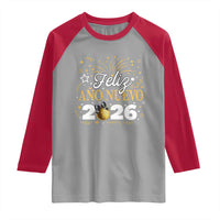 Spanish New Year 2026 Raglan Shirt Feliz Ano Nuevo NYE Party Faux Glitter Effect Printed - Wonder Print Shop