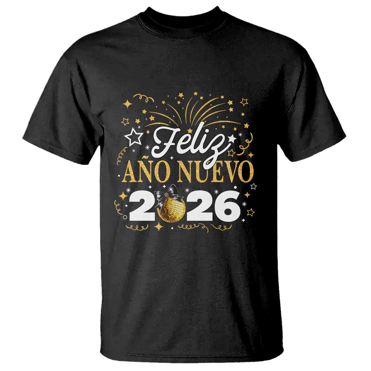Spanish New Year 2026 T Shirt Feliz Ano Nuevo NYE Party Faux Glitter Effect Printed - Wonder Print Shop