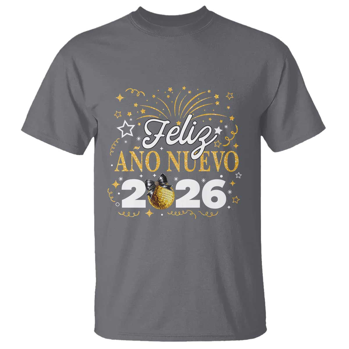 Spanish New Year 2026 T Shirt Feliz Ano Nuevo NYE Party Faux Glitter Effect Printed - Wonder Print Shop