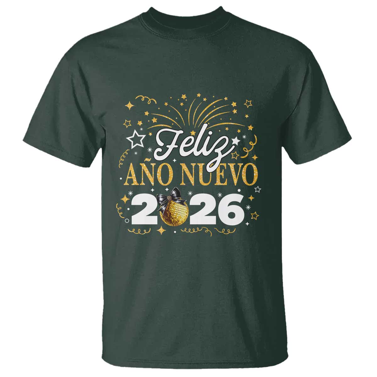 Spanish New Year 2026 T Shirt Feliz Ano Nuevo NYE Party Faux Glitter Effect Printed - Wonder Print Shop