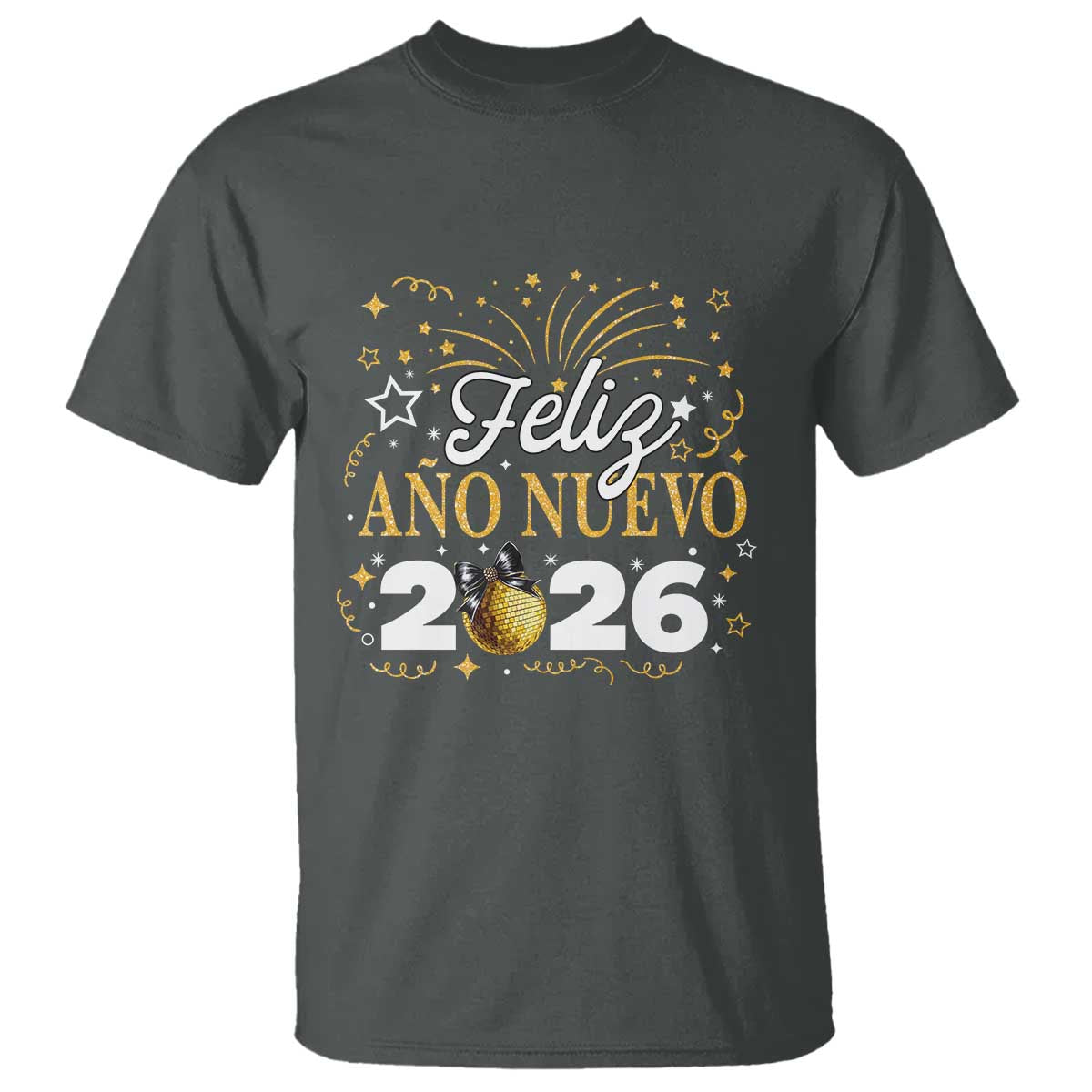 Spanish New Year 2026 T Shirt Feliz Ano Nuevo NYE Party Faux Glitter Effect Printed - Wonder Print Shop