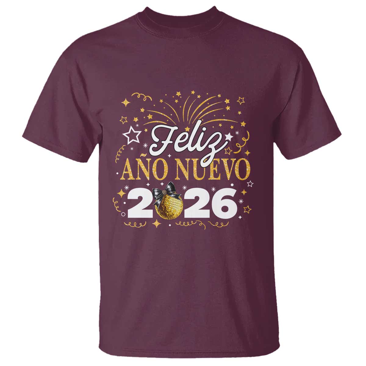 Spanish New Year 2026 T Shirt Feliz Ano Nuevo NYE Party Faux Glitter Effect Printed - Wonder Print Shop