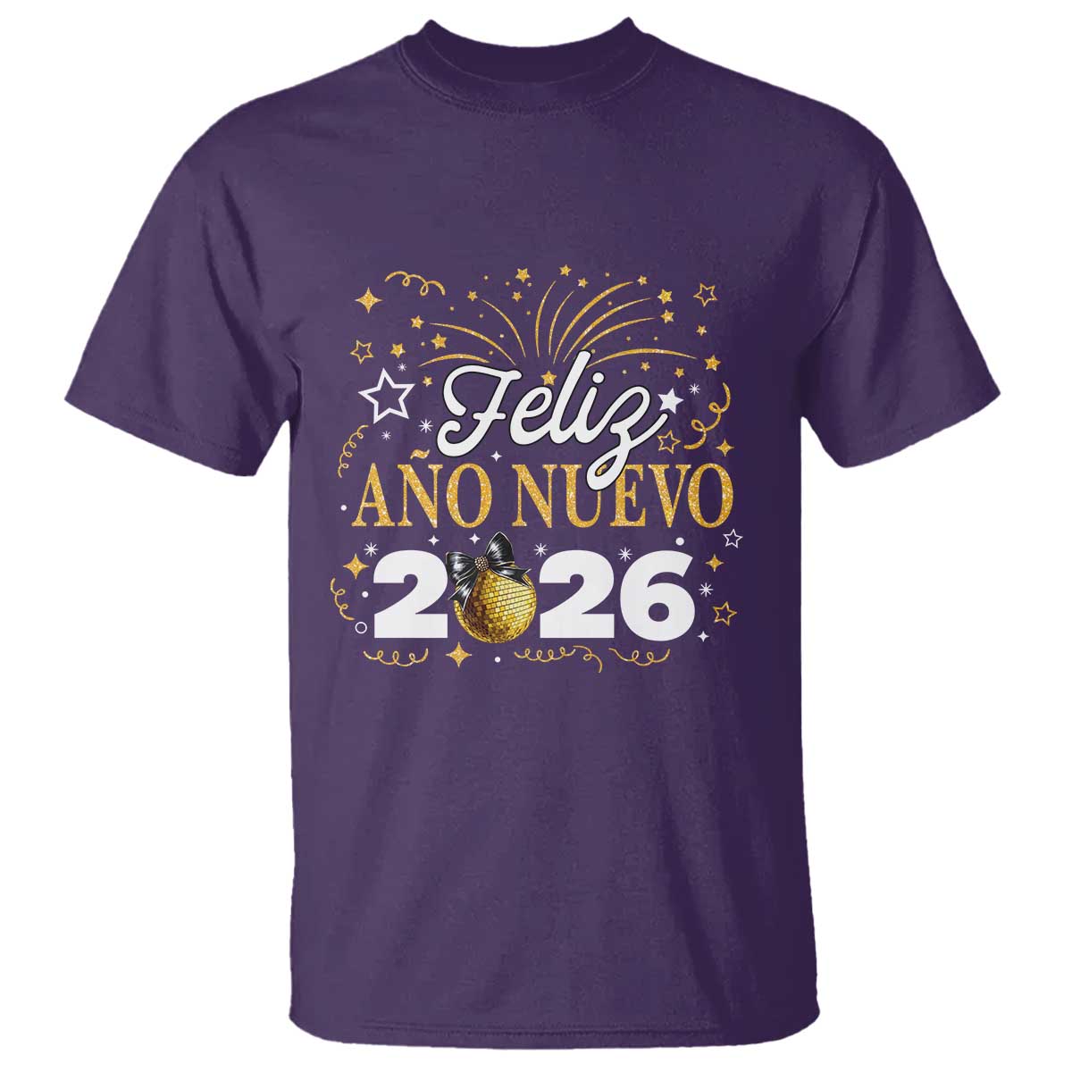 Spanish New Year 2026 T Shirt Feliz Ano Nuevo NYE Party Faux Glitter Effect Printed - Wonder Print Shop