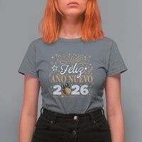 Spanish New Year 2026 T Shirt For Women Feliz Ano Nuevo NYE Party Faux Glitter Effect Printed - Wonder Print Shop
