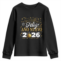 Spanish New Year 2026 Youth Sweatshirt Feliz Ano Nuevo NYE Party Faux Glitter Effect Printed - Wonder Print Shop