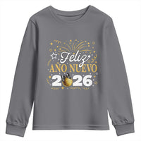 Spanish New Year 2026 Youth Sweatshirt Feliz Ano Nuevo NYE Party Faux Glitter Effect Printed - Wonder Print Shop