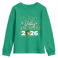Spanish New Year 2026 Youth Sweatshirt Feliz Ano Nuevo NYE Party Faux Glitter Effect Printed - Wonder Print Shop