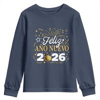 Spanish New Year 2026 Youth Sweatshirt Feliz Ano Nuevo NYE Party Faux Glitter Effect Printed - Wonder Print Shop