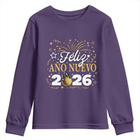 Spanish New Year 2026 Youth Sweatshirt Feliz Ano Nuevo NYE Party Faux Glitter Effect Printed - Wonder Print Shop