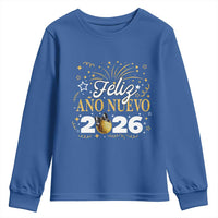 Spanish New Year 2026 Youth Sweatshirt Feliz Ano Nuevo NYE Party Faux Glitter Effect Printed - Wonder Print Shop