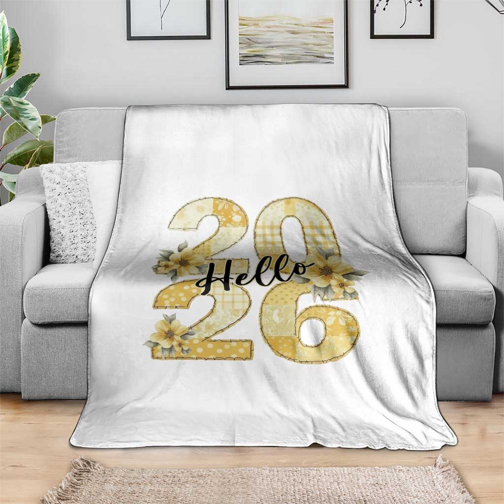 Hello New Year 2026 Vintage Floral Patchwork Quilt Throw Blanket - Wonder Print Shop