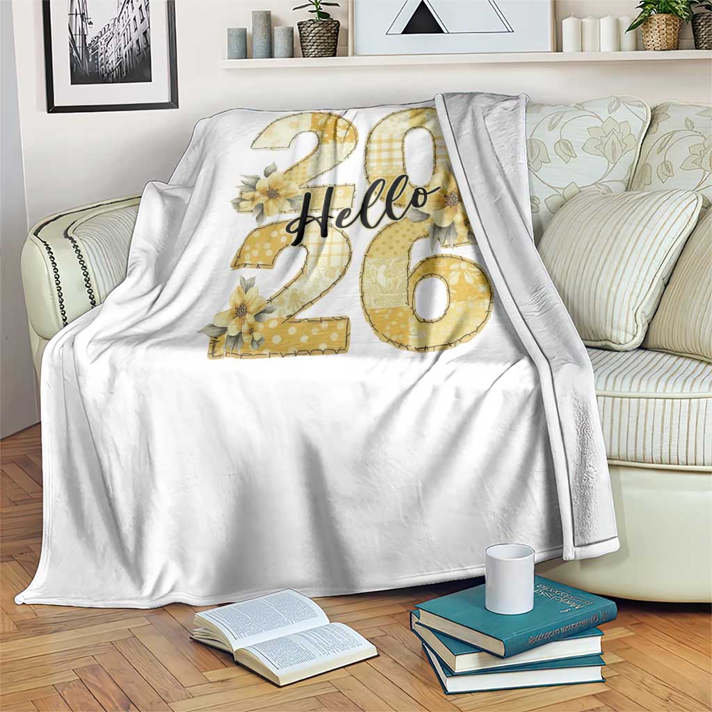 Hello New Year 2026 Vintage Floral Patchwork Quilt Throw Blanket - Wonder Print Shop