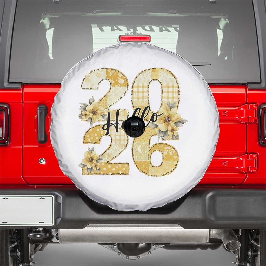 Hello New Year 2026 Vintage Floral Patchwork Quilt Spare Tire Cover - Wonder Print Shop