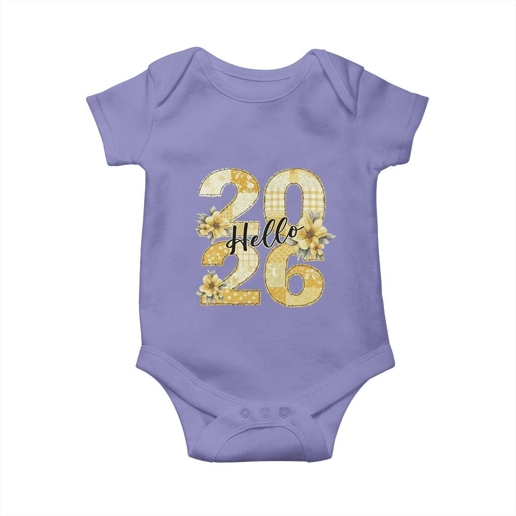 Hello New Year 2026 Vintage Floral Patchwork Quilt Baby Onesie - Wonder Print Shop