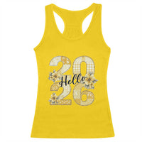 Hello New Year 2026 Vintage Floral Patchwork Quilt Racerback Tank Top - Wonder Print Shop