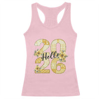Hello New Year 2026 Vintage Floral Patchwork Quilt Racerback Tank Top - Wonder Print Shop