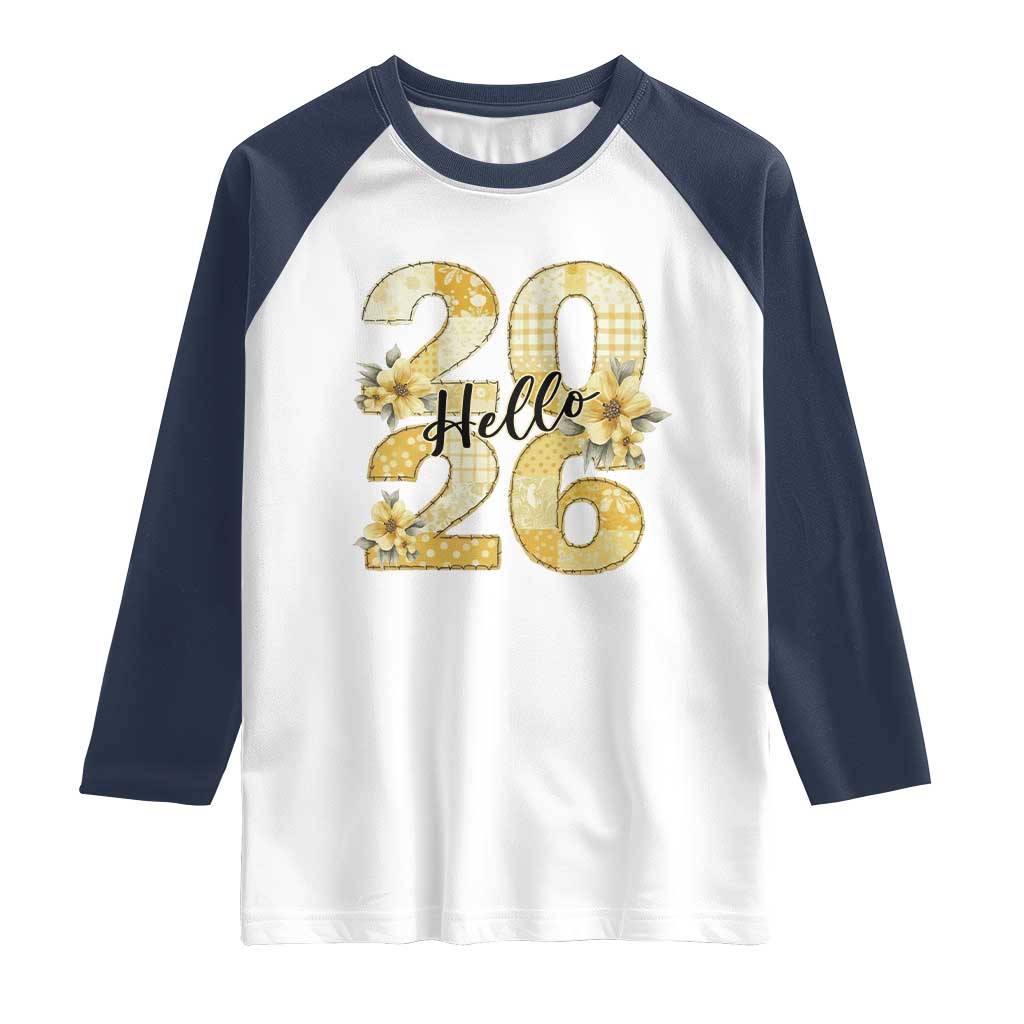 Hello New Year 2026 Vintage Floral Patchwork Quilt Raglan Shirt - Wonder Print Shop