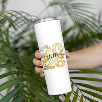 Hello New Year 2026 Vintage Floral Patchwork Quilt Skinny Tumbler - Wonder Print Shop