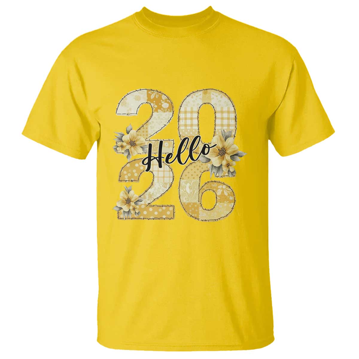 Hello New Year 2026 Vintage Floral Patchwork Quilt T Shirt - Wonder Print Shop