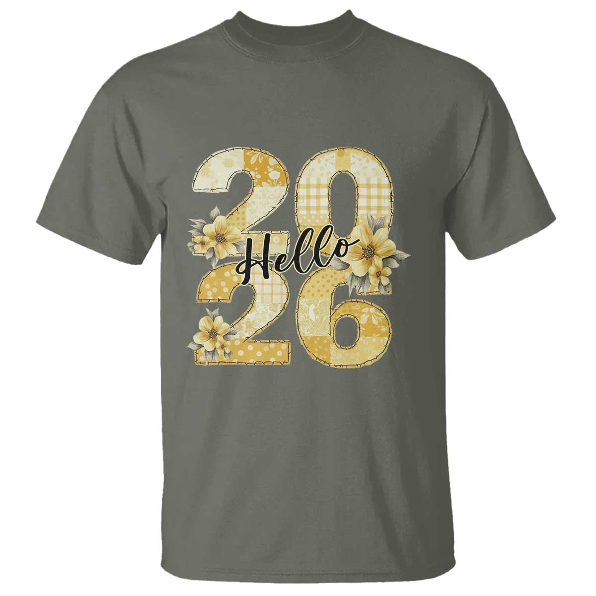 Hello New Year 2026 Vintage Floral Patchwork Quilt T Shirt - Wonder Print Shop