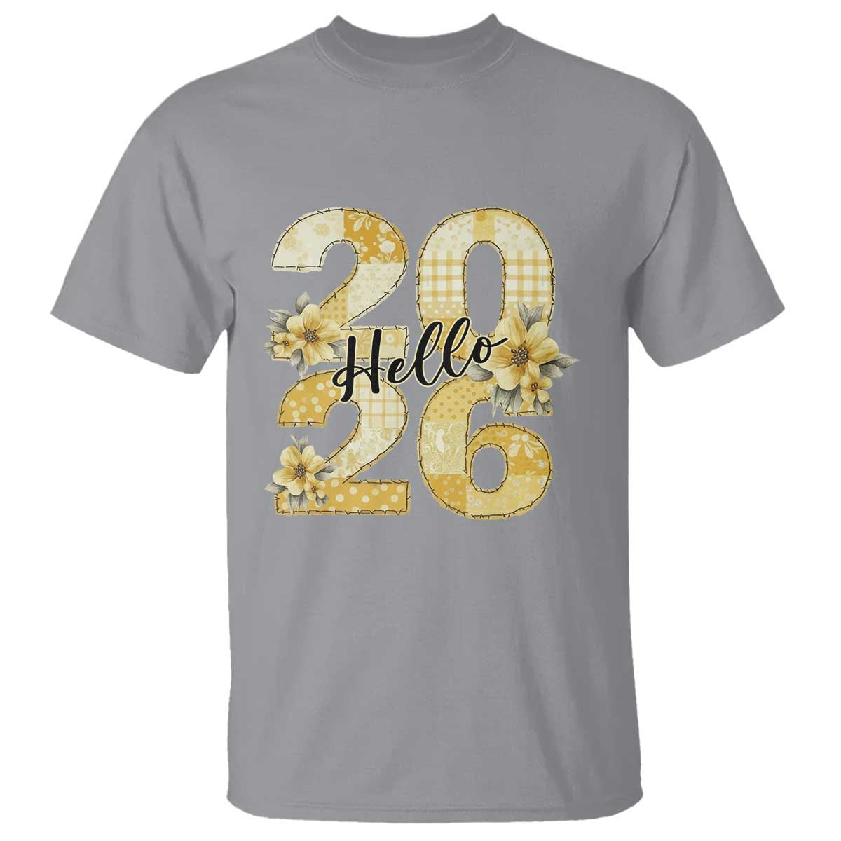 Hello New Year 2026 Vintage Floral Patchwork Quilt T Shirt - Wonder Print Shop