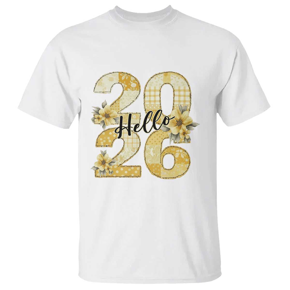 Hello New Year 2026 Vintage Floral Patchwork Quilt T Shirt - Wonder Print Shop