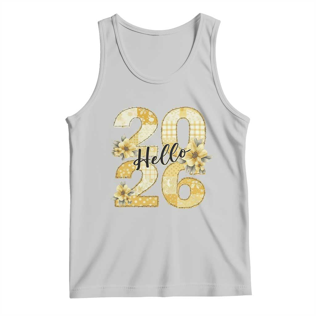 Hello New Year 2026 Vintage Floral Patchwork Quilt Tank Top - Wonder Print Shop