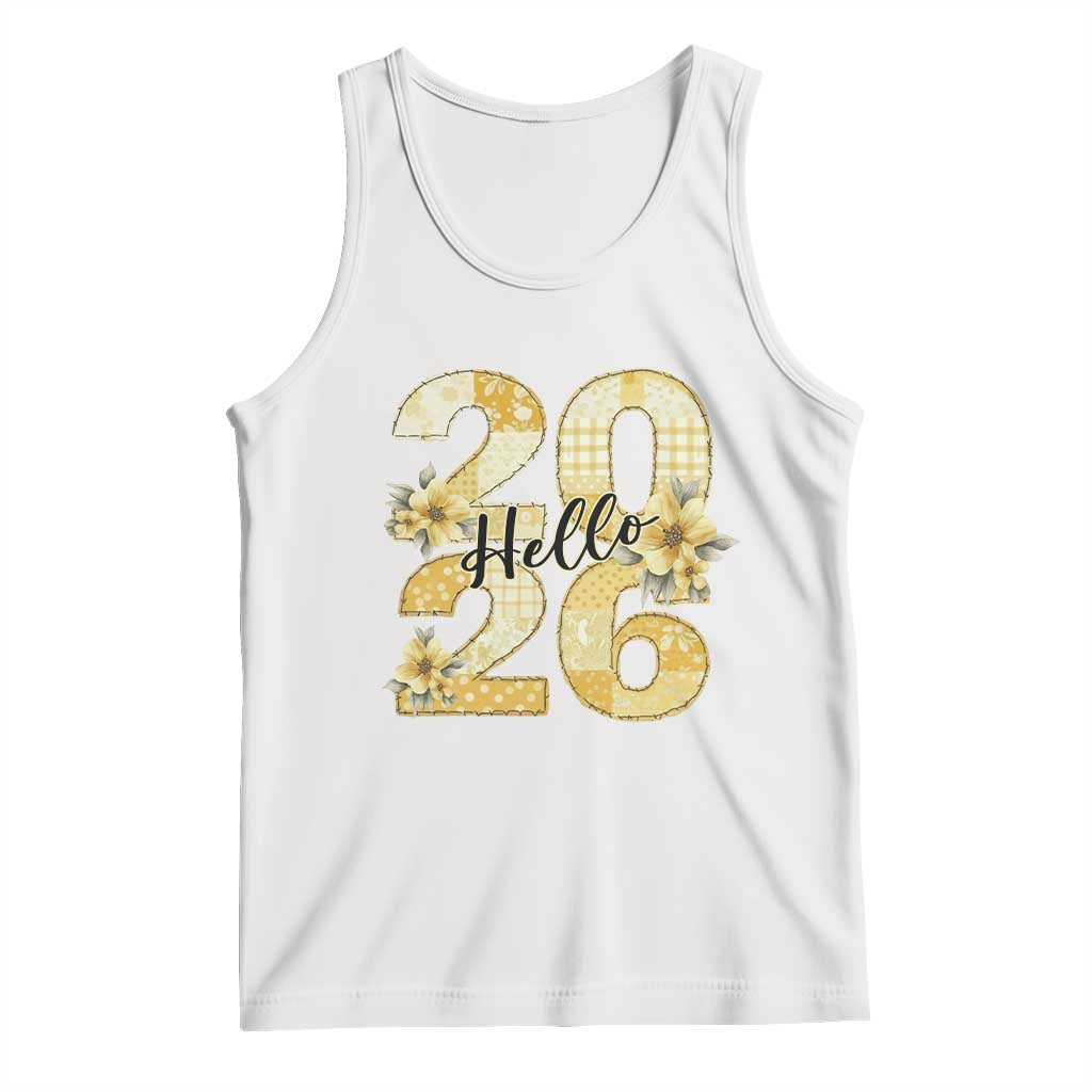 Hello New Year 2026 Vintage Floral Patchwork Quilt Tank Top - Wonder Print Shop