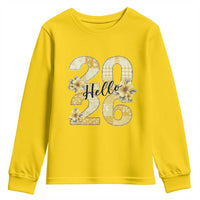 Hello New Year 2026 Vintage Floral Patchwork Quilt Youth Sweatshirt - Wonder Print Shop