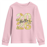 Hello New Year 2026 Vintage Floral Patchwork Quilt Youth Sweatshirt - Wonder Print Shop