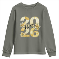 Hello New Year 2026 Vintage Floral Patchwork Quilt Youth Sweatshirt - Wonder Print Shop