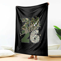 Camo Happy New Year Party 2026 Throw Blanket Camouflage Disco Ball - Wonder Print Shop