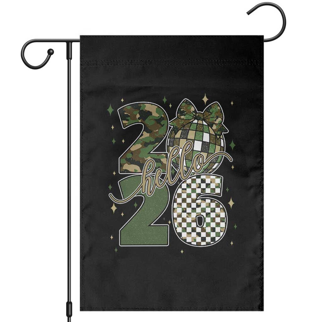 Camo Happy New Year Party 2026 Garden Flag Camouflage Disco Ball - Wonder Print Shop