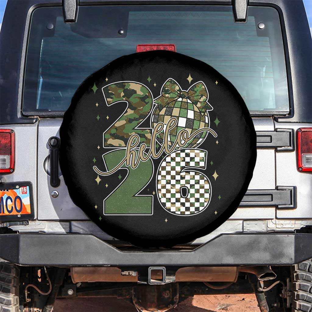 Camo Happy New Year Party 2026 Spare Tire Cover Camouflage Disco Ball - Wonder Print Shop