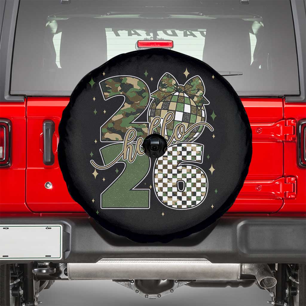 Camo Happy New Year Party 2026 Spare Tire Cover Camouflage Disco Ball - Wonder Print Shop