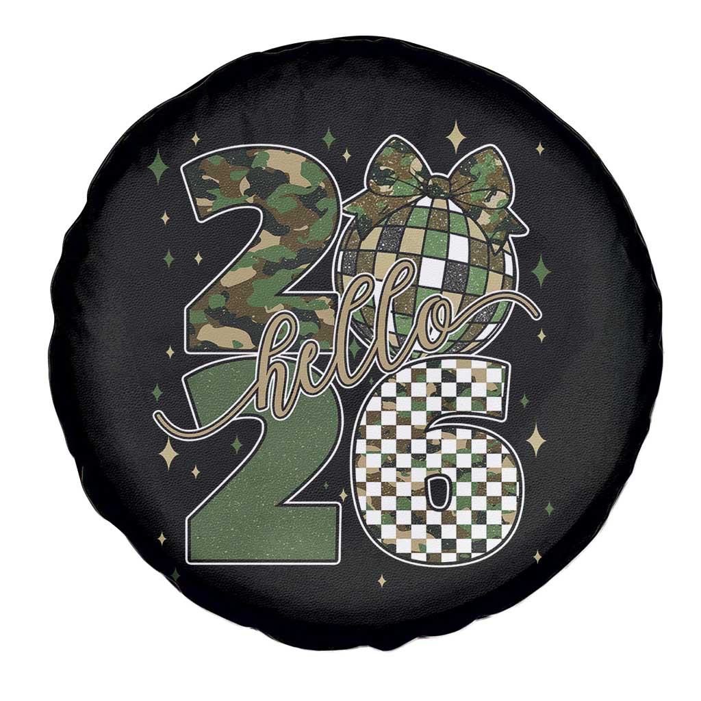 Camo Happy New Year Party 2026 Spare Tire Cover Camouflage Disco Ball - Wonder Print Shop