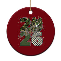 Camo Happy New Year Party 2026 Ceramic Ornament Camouflage Disco Ball - Wonder Print Shop