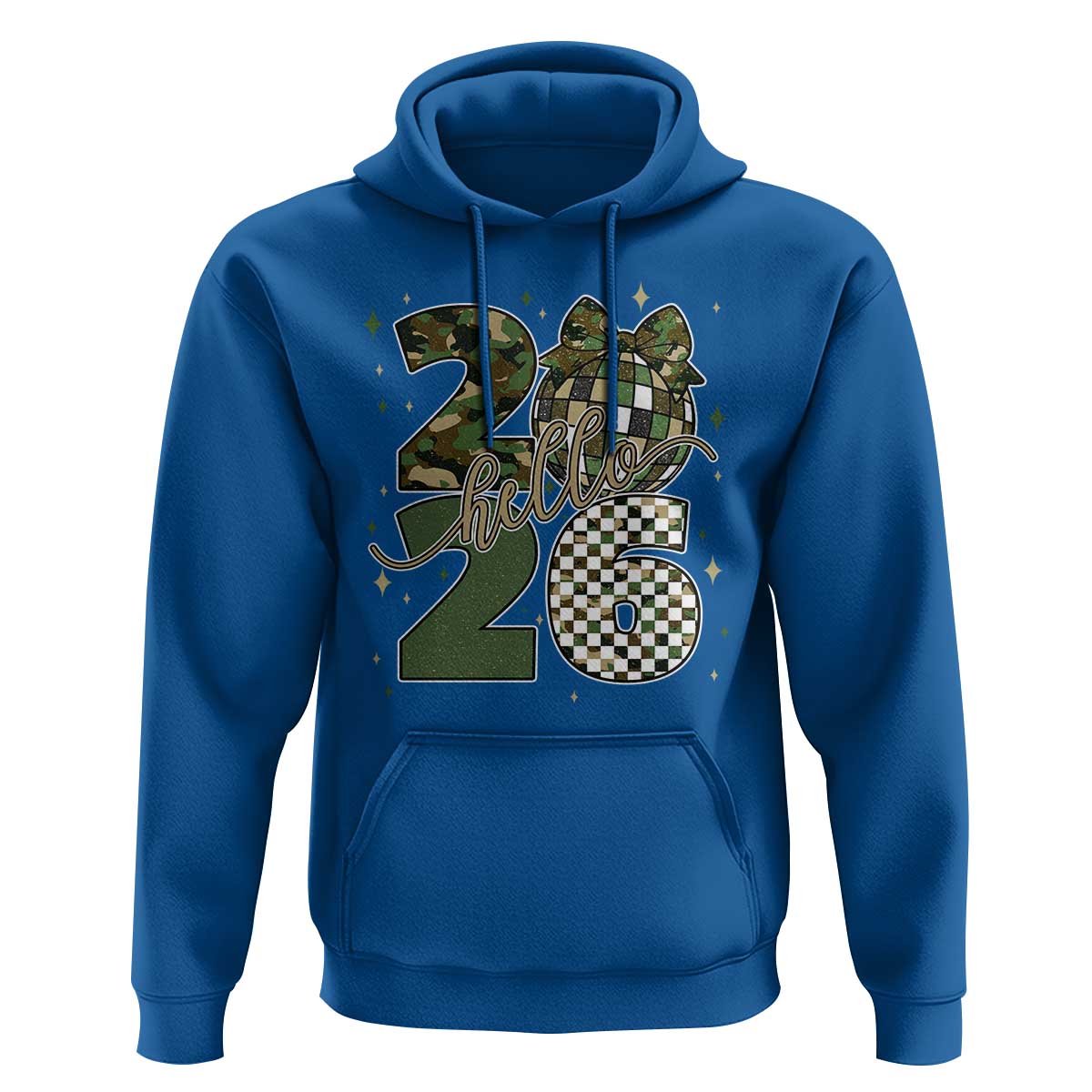 Camo Happy New Year Party 2026 Hoodie Camouflage Disco Ball - Wonder Print Shop