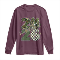 Camo Happy New Year Party 2026 Long Sleeve Shirt Camouflage Disco Ball - Wonder Print Shop